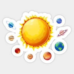 Solar System, mercury, venus, earth, mars, jupiter, saturn, uranus, neptune, pluto Sticker